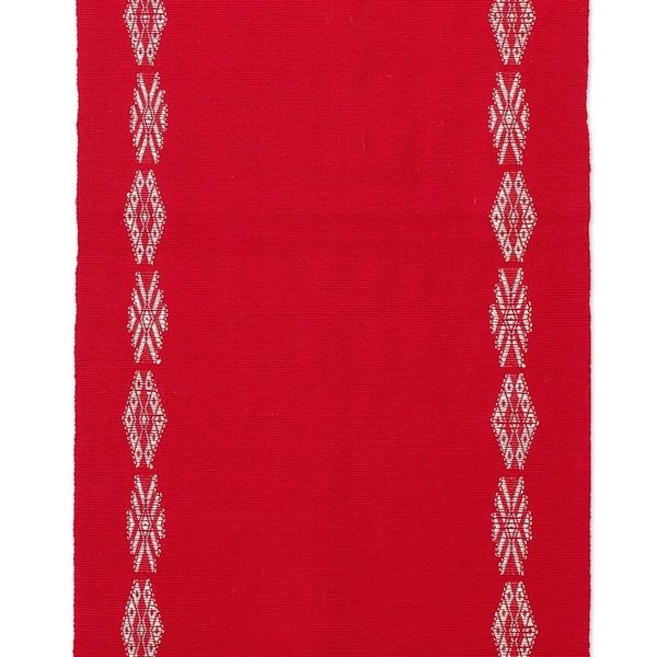 Alternate image for Handloomed Traditional Red and White Cotton Table Runner Delight in Red