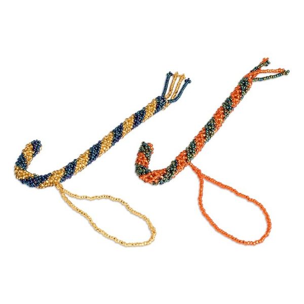 Alternate image for Two Glass Beaded Candy Cane-Themed Ornaments from Guatemala Candy Cane Couple