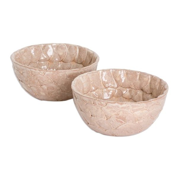 Alternate image for Handcrafted Textured Ceramic Condiment Bowls in Brown Homemade Flavors