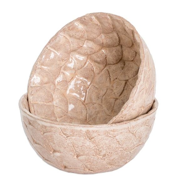 Alternate image for Handcrafted Textured Ceramic Condiment Bowls in Brown Homemade Flavors