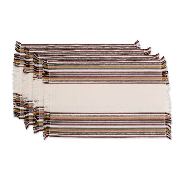 Alternate image for 4 Striped Cotton Placemat Napkin Set Handwoven in Guatemala Palopo Stripes