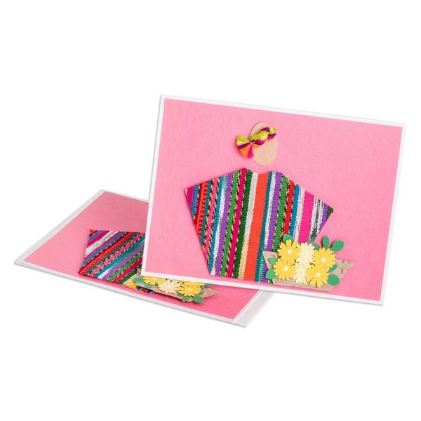 Alternate image for Pair of Pink Greeting Cards with Hand-Woven Cotton Accents Rose Spring
