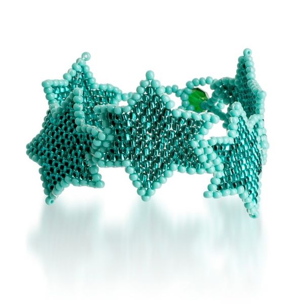 Alternate image for Aqua Turquoise Handcrafted Beaded Bracelet with Star Motif Turquoise Starlight