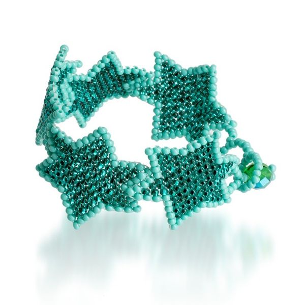 Alternate image for Aqua Turquoise Handcrafted Beaded Bracelet with Star Motif Turquoise Starlight