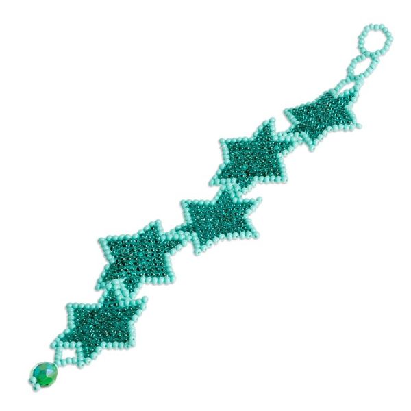Alternate image for Aqua Turquoise Handcrafted Beaded Bracelet with Star Motif Turquoise Starlight