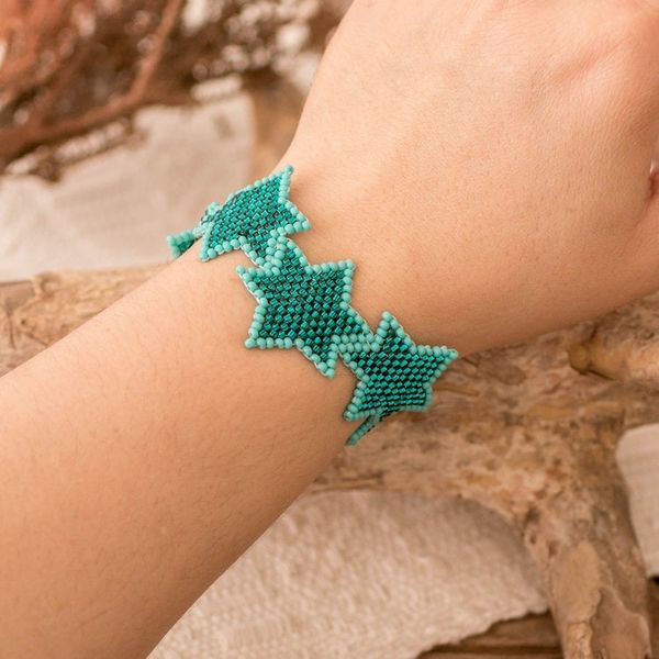 Alternate image for Aqua Turquoise Handcrafted Beaded Bracelet with Star Motif Turquoise Starlight
