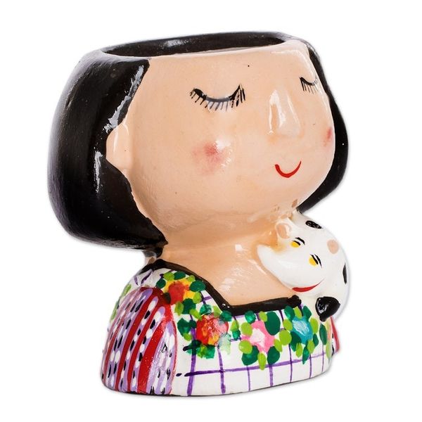 Alternate image for Whimsical Ceramic Little Girl Flower Pot Curated Gift Set Serenity Garden