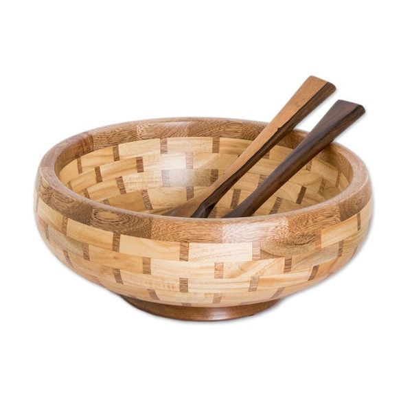 Alternate image for Eco-Friendly Reclaimed Wood Salad Bowl and Two Spoon Set Exquisite Delights