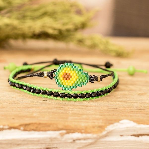 Alternate image for Set of 2 Avocado Green Glass Beaded Friendship Bracelets Avocado Bond