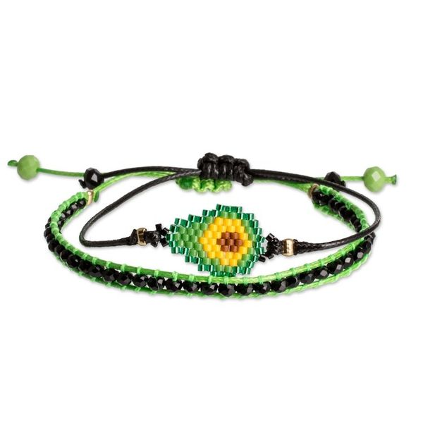 Alternate image for Set of 2 Avocado Green Glass Beaded Friendship Bracelets Avocado Bond