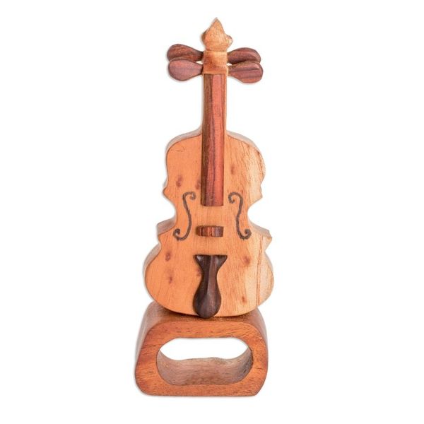 Alternate image for Violin Home Accent Carved from Sustainable Mahogany Wood Sweet Sound