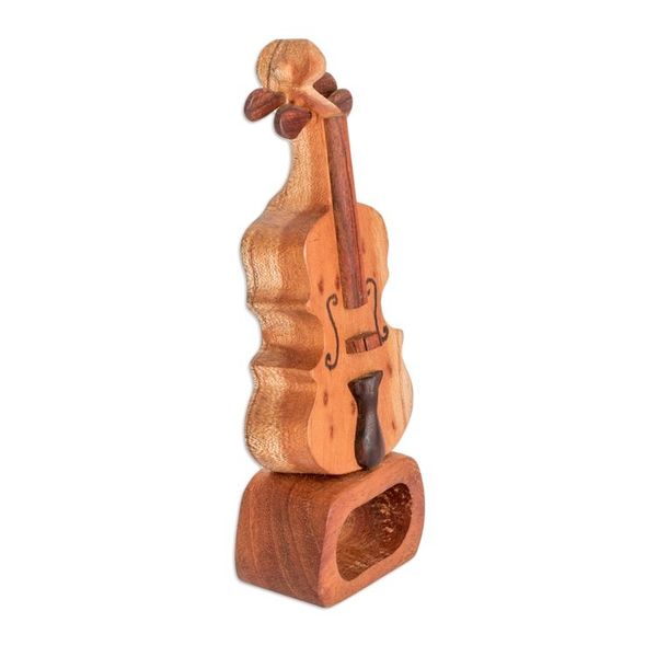 Alternate image for Violin Home Accent Carved from Sustainable Mahogany Wood Sweet Sound