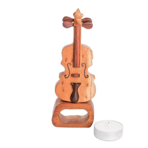 Alternate image for Violin Home Accent Carved from Sustainable Mahogany Wood Sweet Sound