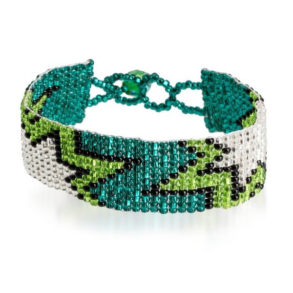 Alternate image for Starry Turquoise and Green Glass Beaded Wristband Bracelet Island Blast