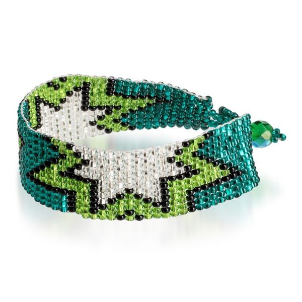 Alternate image for Starry Turquoise and Green Glass Beaded Wristband Bracelet Island Blast