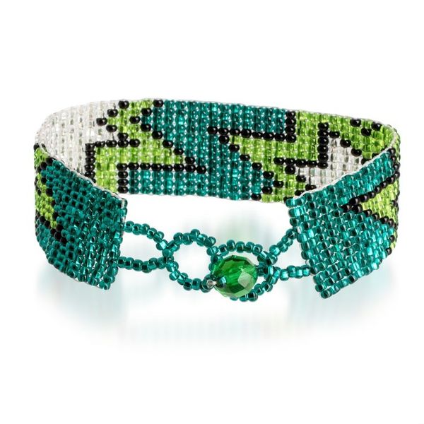 Alternate image for Starry Turquoise and Green Glass Beaded Wristband Bracelet Island Blast