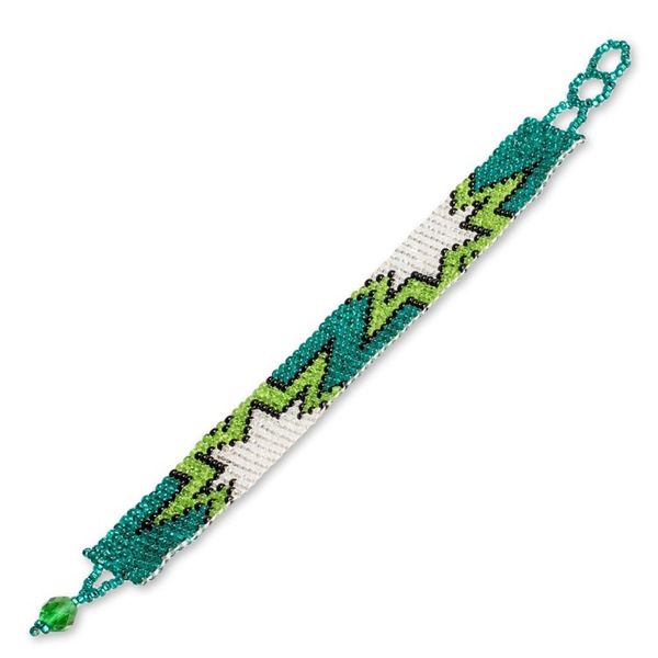 Alternate image for Starry Turquoise and Green Glass Beaded Wristband Bracelet Island Blast