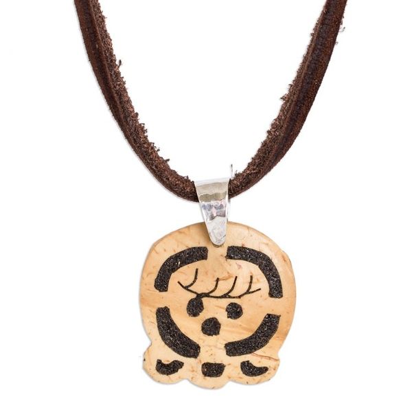Alternate image for Coconut Shell and Lava Stone Ix Sign Pendant Necklace Maternal Earth