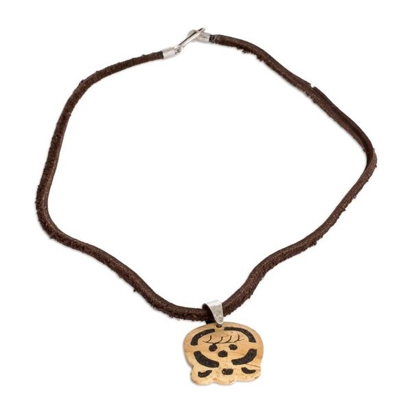 Alternate image for Coconut Shell and Lava Stone Ix Sign Pendant Necklace Maternal Earth