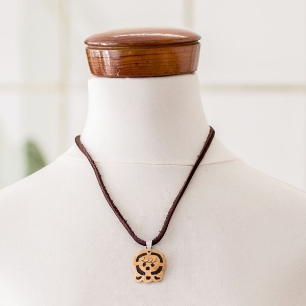 Alternate image for Coconut Shell and Lava Stone Ix Sign Pendant Necklace Maternal Earth