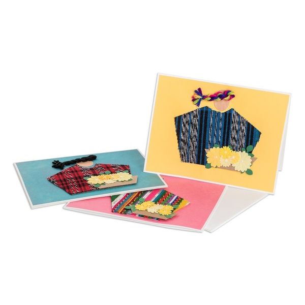 Alternate image for Set of Three Greeting Cards with Hand-Woven Cotton Accents Happiness for All