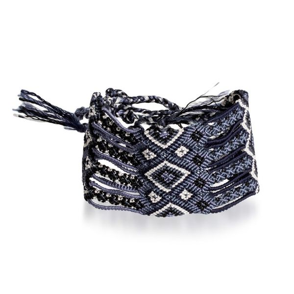 Alternate image for Artisan-Made Folk Art-Themed Grey Macrame Wristband Bracelet Grey Jewel