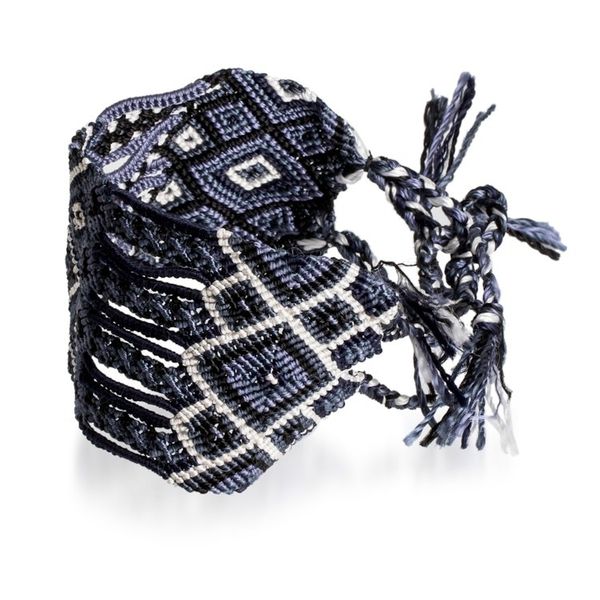 Alternate image for Artisan-Made Folk Art-Themed Grey Macrame Wristband Bracelet Grey Jewel
