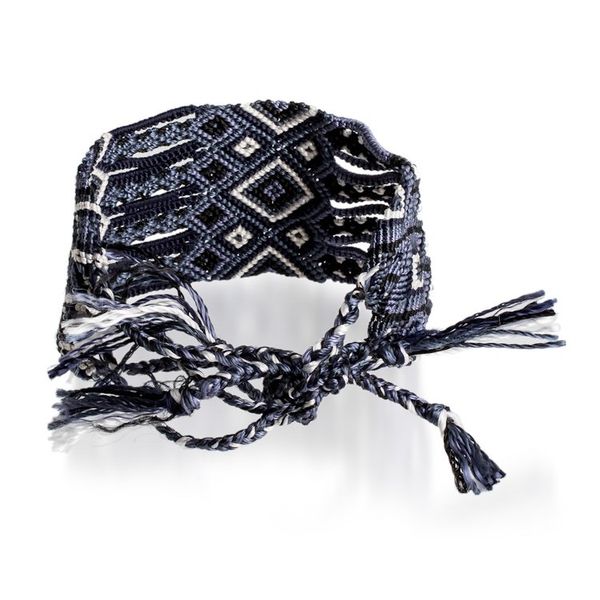 Alternate image for Artisan-Made Folk Art-Themed Grey Macrame Wristband Bracelet Grey Jewel