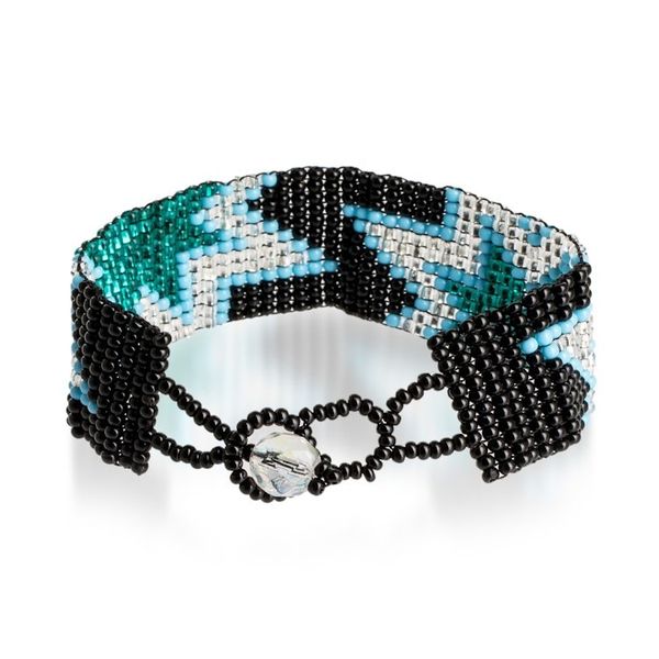 Alternate image for Glass Beaded Starry Wristband Bracelet in a Cool Palette Midnight Blast