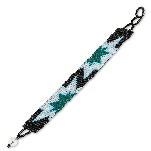 Alternate image for Glass Beaded Starry Wristband Bracelet in a Cool Palette Midnight Blast