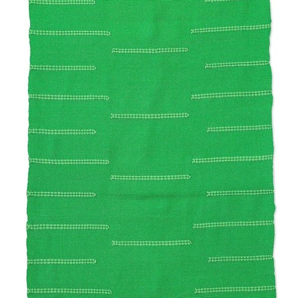 Alternate image for Handwoven Green Cotton Table Runner with Stripes Fringes Forest Victory