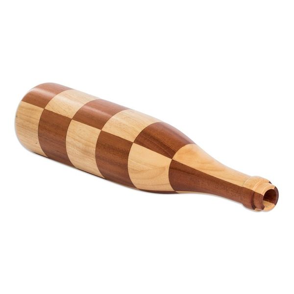 Alternate image for Bottle-Shaped Mahogany and Palo Blanco Wood Decorative Vase Sylvan Elegance