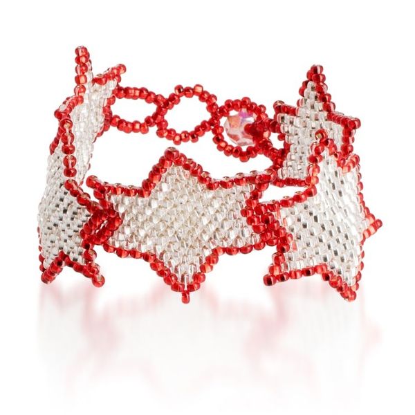 Alternate image for Red and Silver-Hued Star Beaded Bracelet from Guatemala Silver Starlight