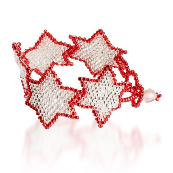 Alternate image for Red and Silver-Hued Star Beaded Bracelet from Guatemala Silver Starlight