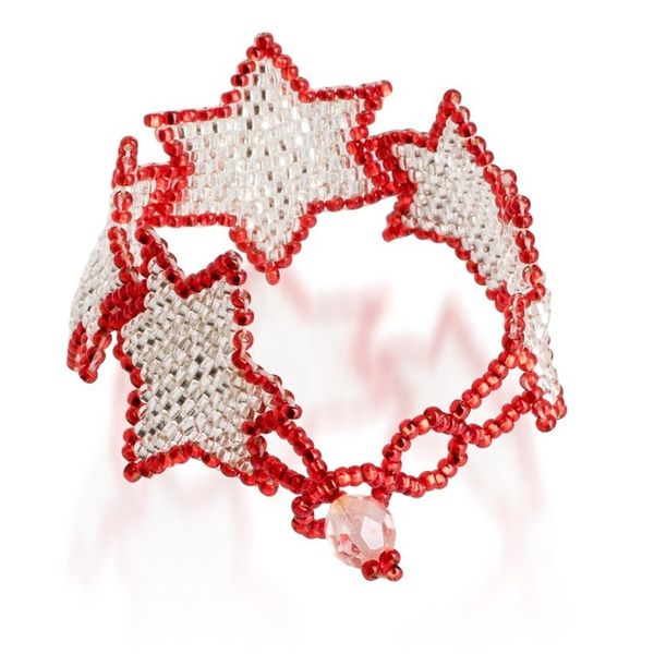 Alternate image for Red and Silver-Hued Star Beaded Bracelet from Guatemala Silver Starlight