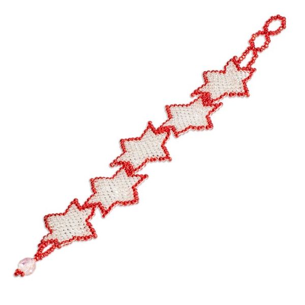 Alternate image for Red and Silver-Hued Star Beaded Bracelet from Guatemala Silver Starlight