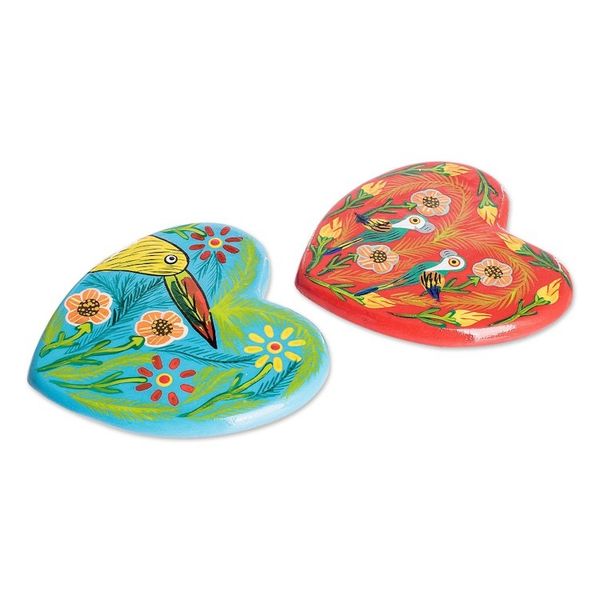 Alternate image for Hand-Painted Nature-Themed Assorted Heart Magnets Set of 2 Multiple Hearts