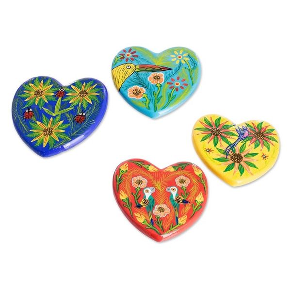 Alternate image for Hand-Painted Nature-Themed Assorted Heart Magnets Set of 2 Multiple Hearts