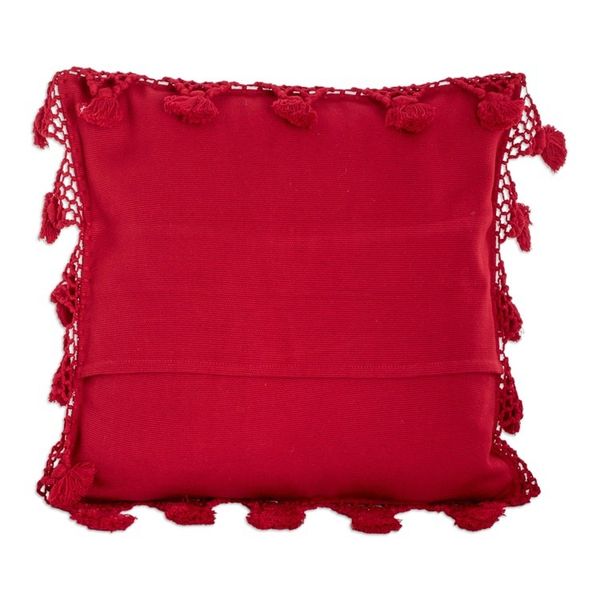 Alternate image for Handwoven Geometric Cotton Cushion Cover in Red and White Traditional Motifs in Red