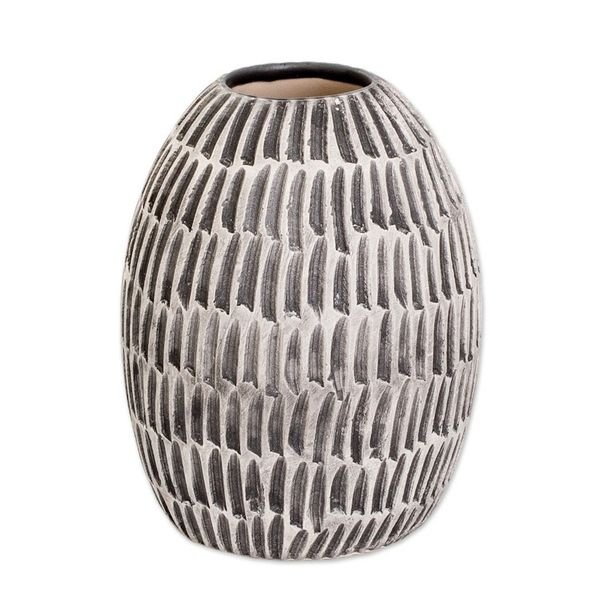 Alternate image for Modern Textured Ceramic Vase Hand-Painted in Guatemala Dreams of Nature in Black