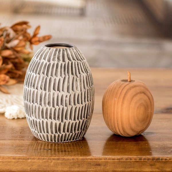 Alternate image for Modern Textured Ceramic Vase Hand-Painted in Guatemala Dreams of Nature in Black