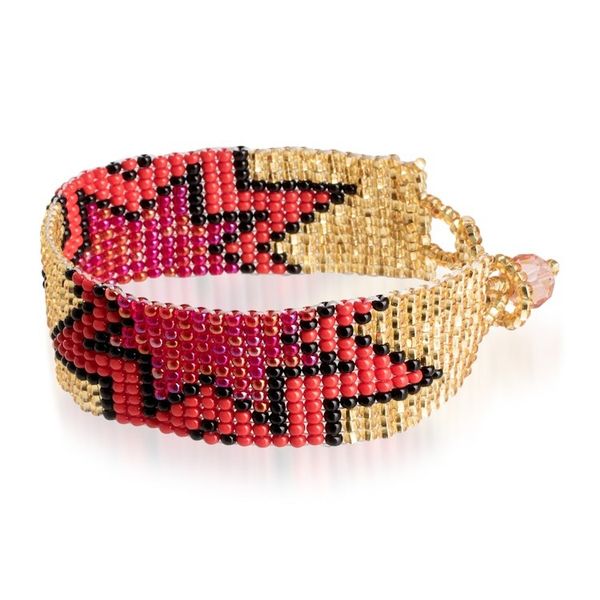 Alternate image for Adjustable Golden and Red Star Glass Bead Wristband Bracelet Divine Blast