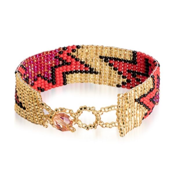 Alternate image for Adjustable Golden and Red Star Glass Bead Wristband Bracelet Divine Blast