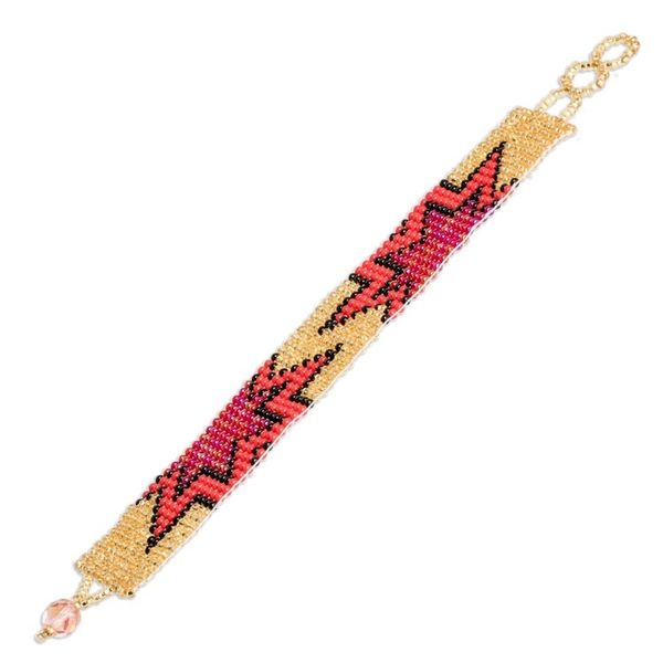 Alternate image for Adjustable Golden and Red Star Glass Bead Wristband Bracelet Divine Blast