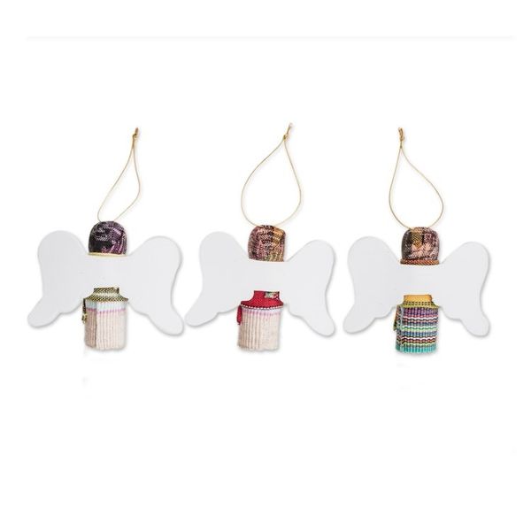 Alternate image for Angel Worry Doll-Themed Wood and Cotton Ornaments Set of 3 Worry-Free Christmas