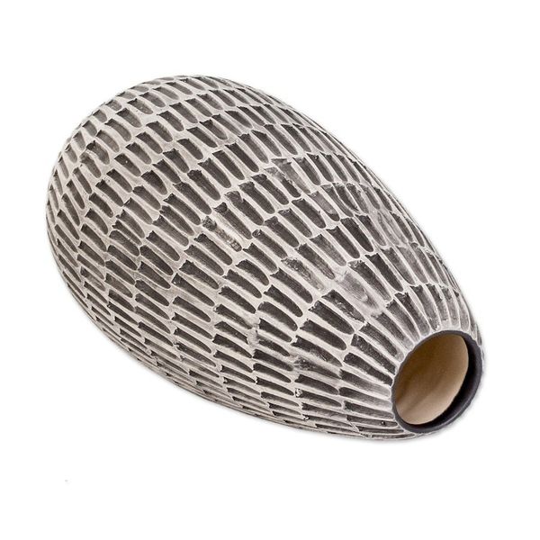 Alternate image for Handcrafted Modern Watertight Ceramic Vase from Guatemala Artisanal Elegance in Black