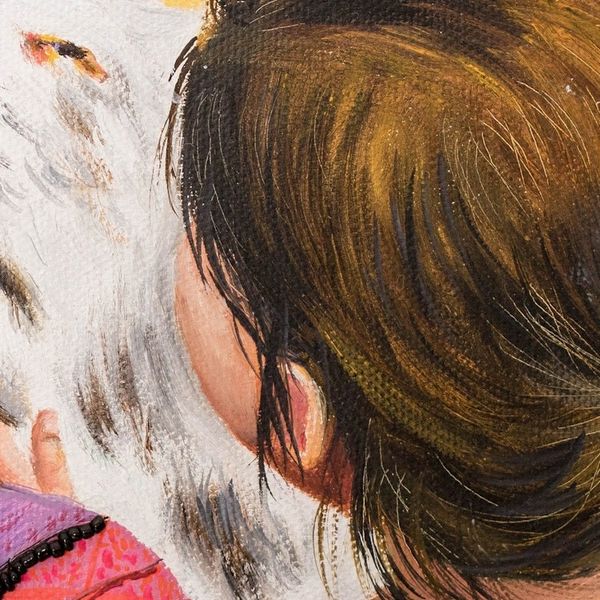 Alternate image for Guatemalan Girls with Dog Painting with Pompoms and Beads Eternal Love