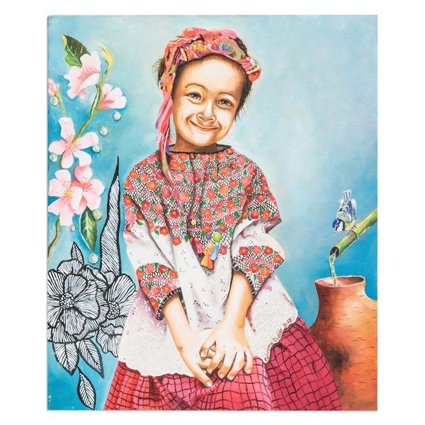 Alternate image for Impressionist Oil and Liquid Glass Child Portrait Painting Little Flower