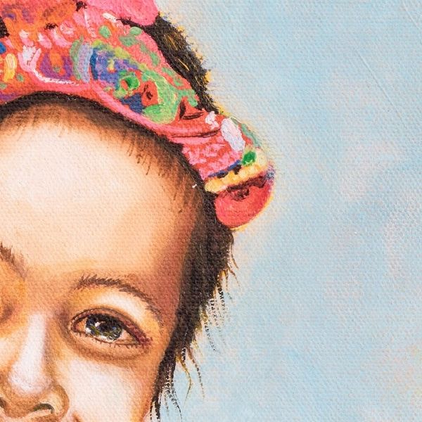 Alternate image for Impressionist Oil and Liquid Glass Child Portrait Painting Little Flower