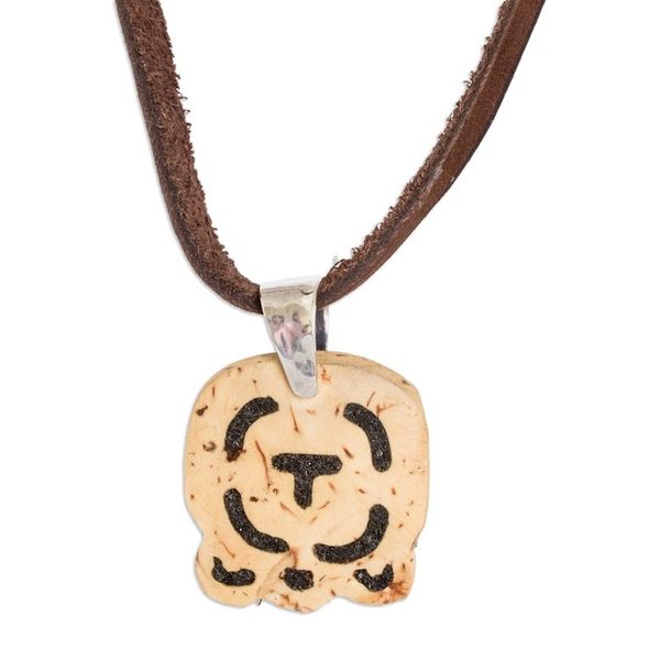 Alternate image for Coconut Shell and Lava Stone Iq Sign Pendant Necklace Strength and Renewal
